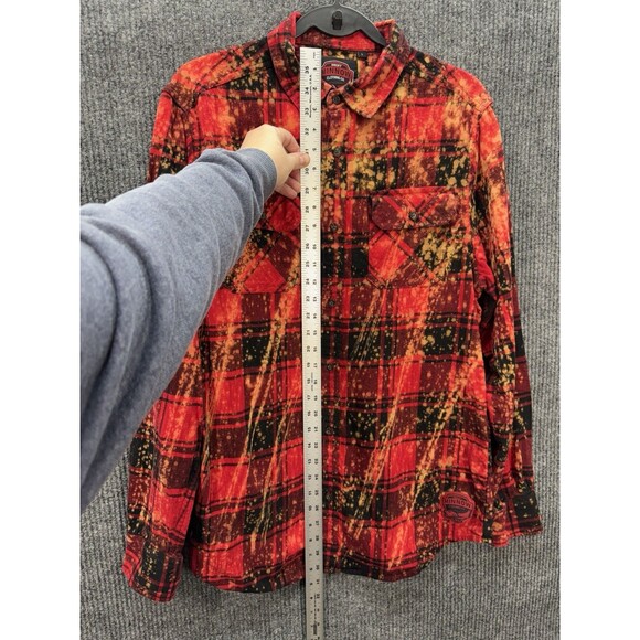 Angry Minnow Vintage Flannel Button Shirt Size Large Red Wonder Woman Plaid - Picture 8 of 10
